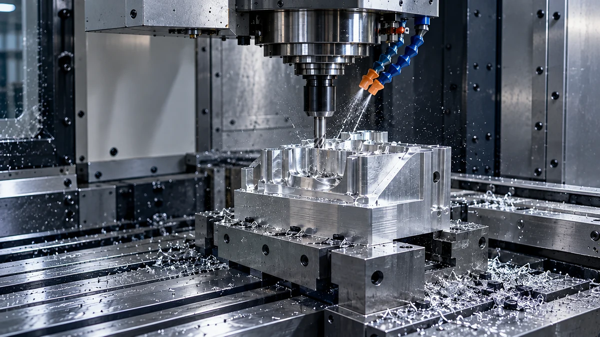 CNC işleme merkezinde alüminyum parça frezeleme